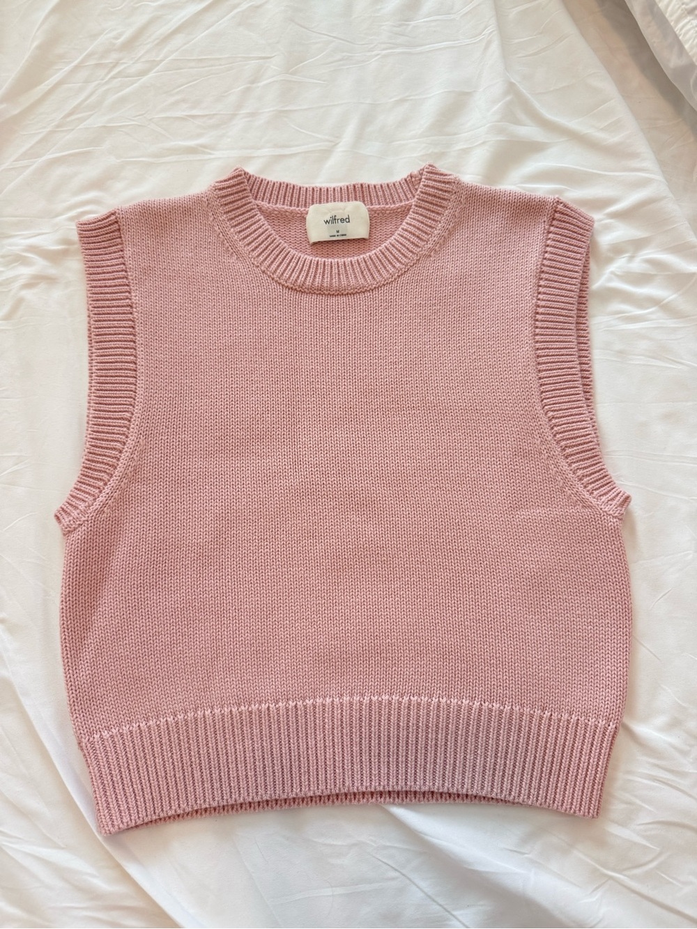 Aritzia Wilfred Dusty Pink Merino Wool Blend Sweater Vest – Size M